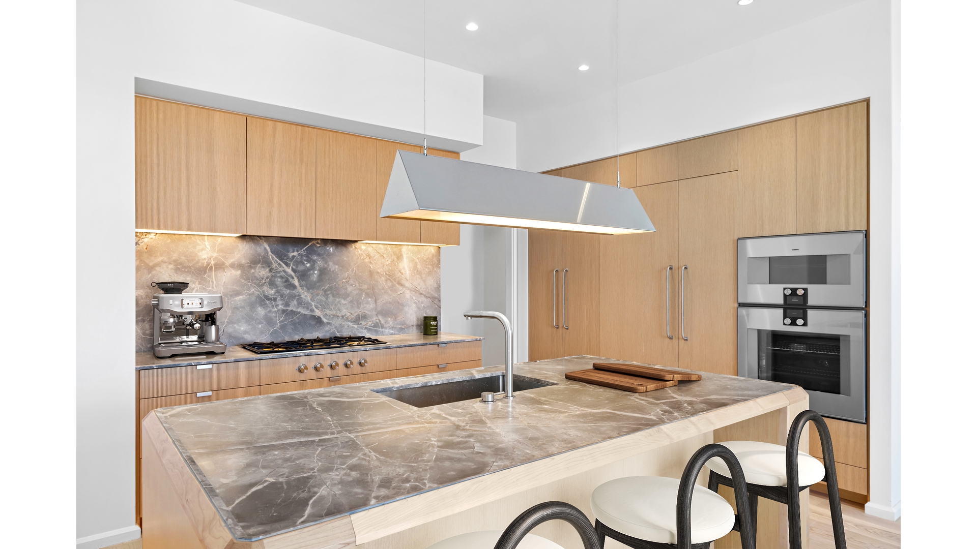 30 Front Street, Unit 19B Brooklyn, NY 11201 - Photo 6 of 36 a living room with stainless steel appliances kitchen island granite countertop furniture and a large window