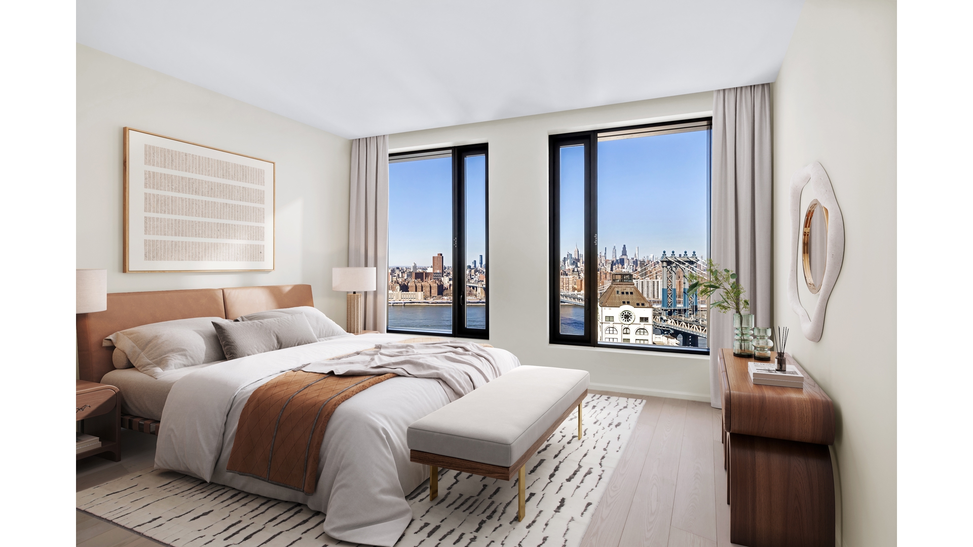 30 Front Street, Unit 19B Brooklyn, NY 11201 - Photo 7 of 36 a bedroom with a bed and a large window