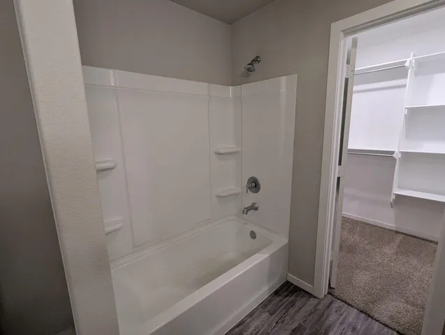 a bathroom with a bathtub