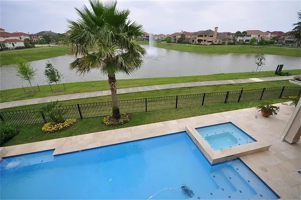 a view of a lake with a mountain in the background