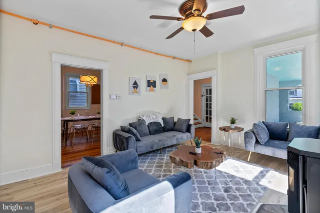 a living room with fireplace furniture and a flat screen tv