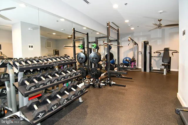 a view of a room with gym equipment
