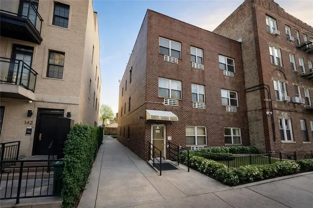 a front view of a multi story building