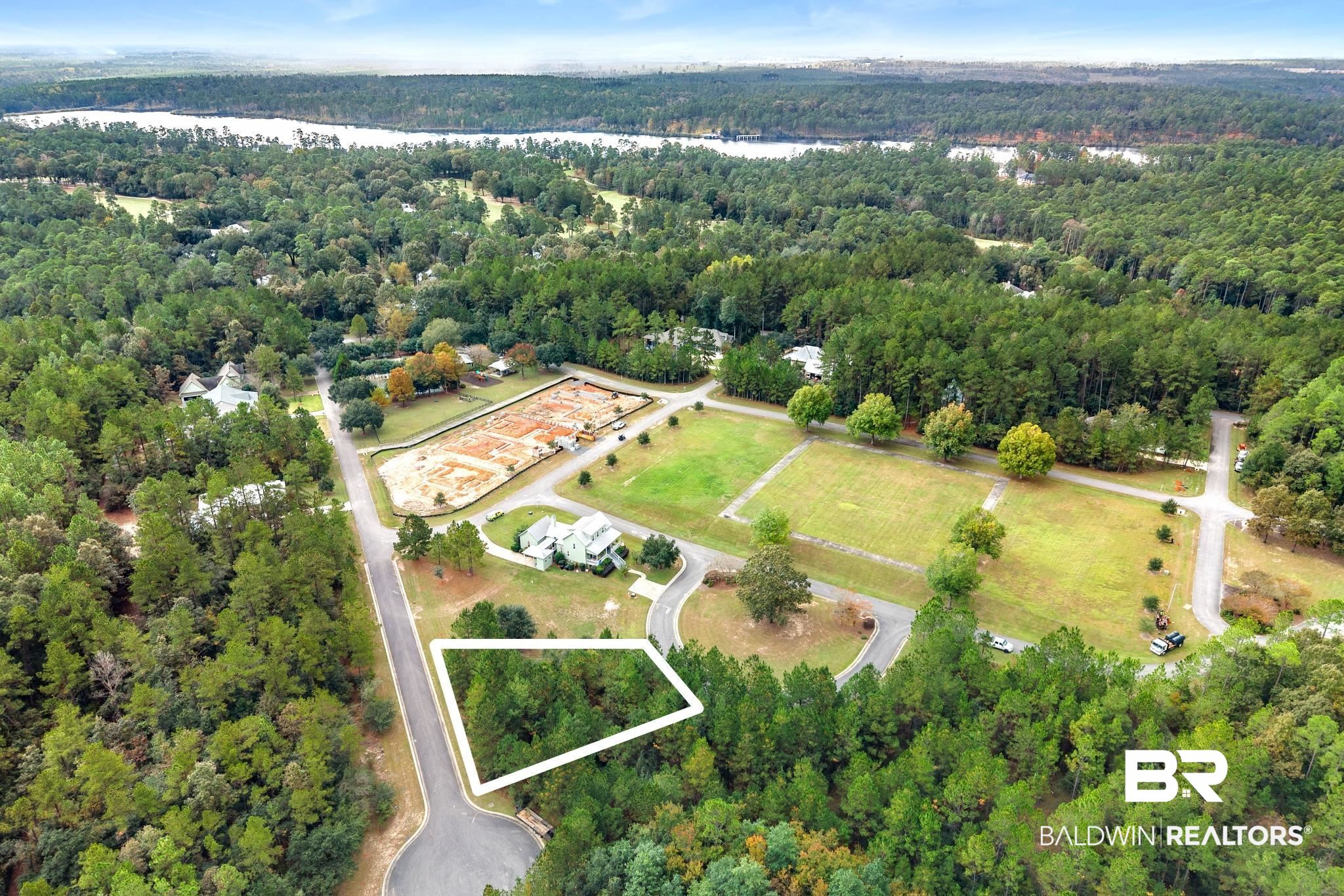 0 Hampstead Circle Stapleton, AL 36578 - Photo 3 of 6 Aerial overview of property's location with property boundaries highlighted