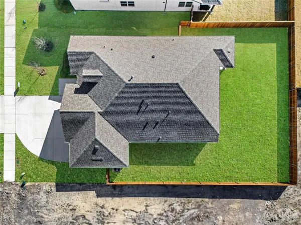an aerial view of a house