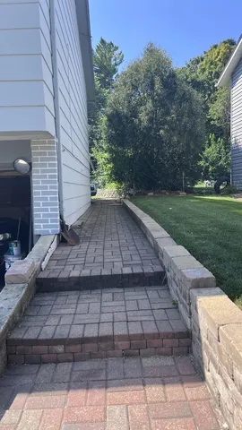 a view of a backyard with green space