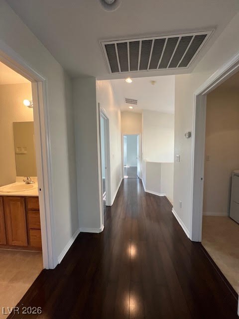 8229 Strawberry Spring Street Las Vegas, NV 89143 - Photo 15 of 40 Hall featuring dark wood-style floors and recessed lighting