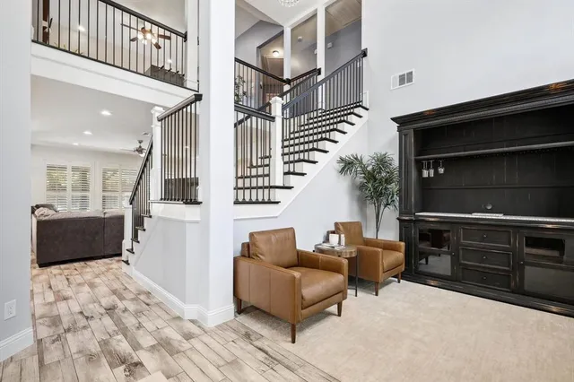 a living room with furniture