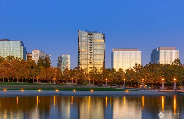 a view of lake with city