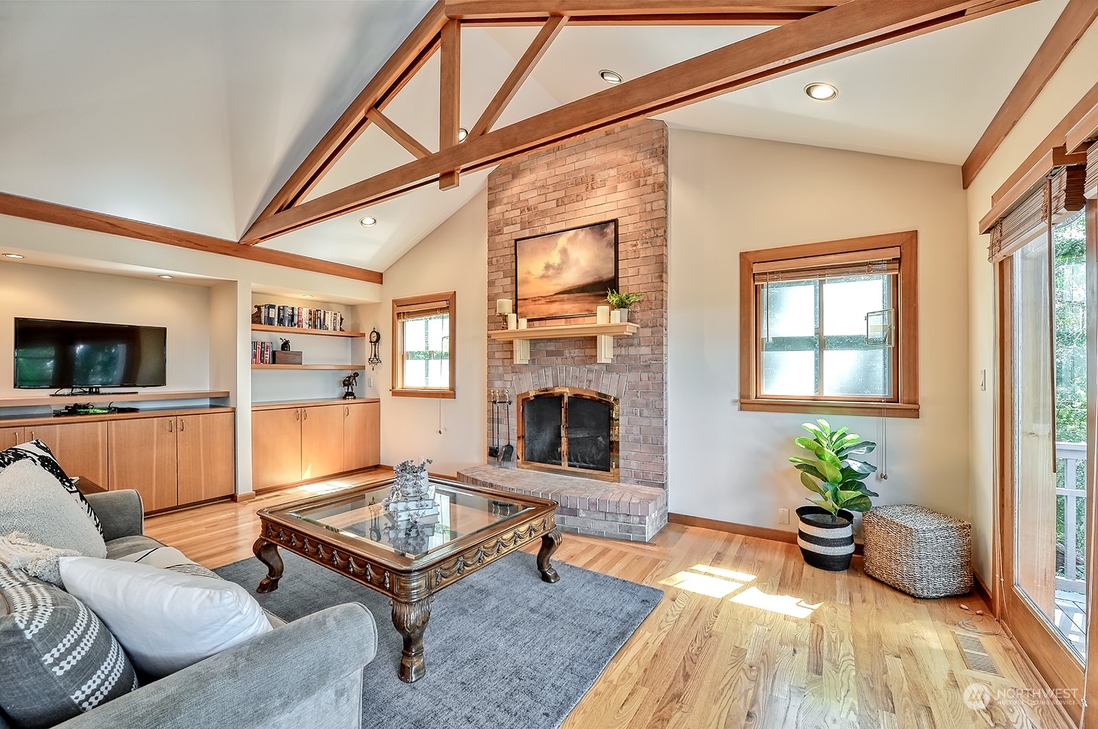 608 Clark Road Bellingham, WA 98225 - Photo 15 of 40 a living room with furniture and a fireplace