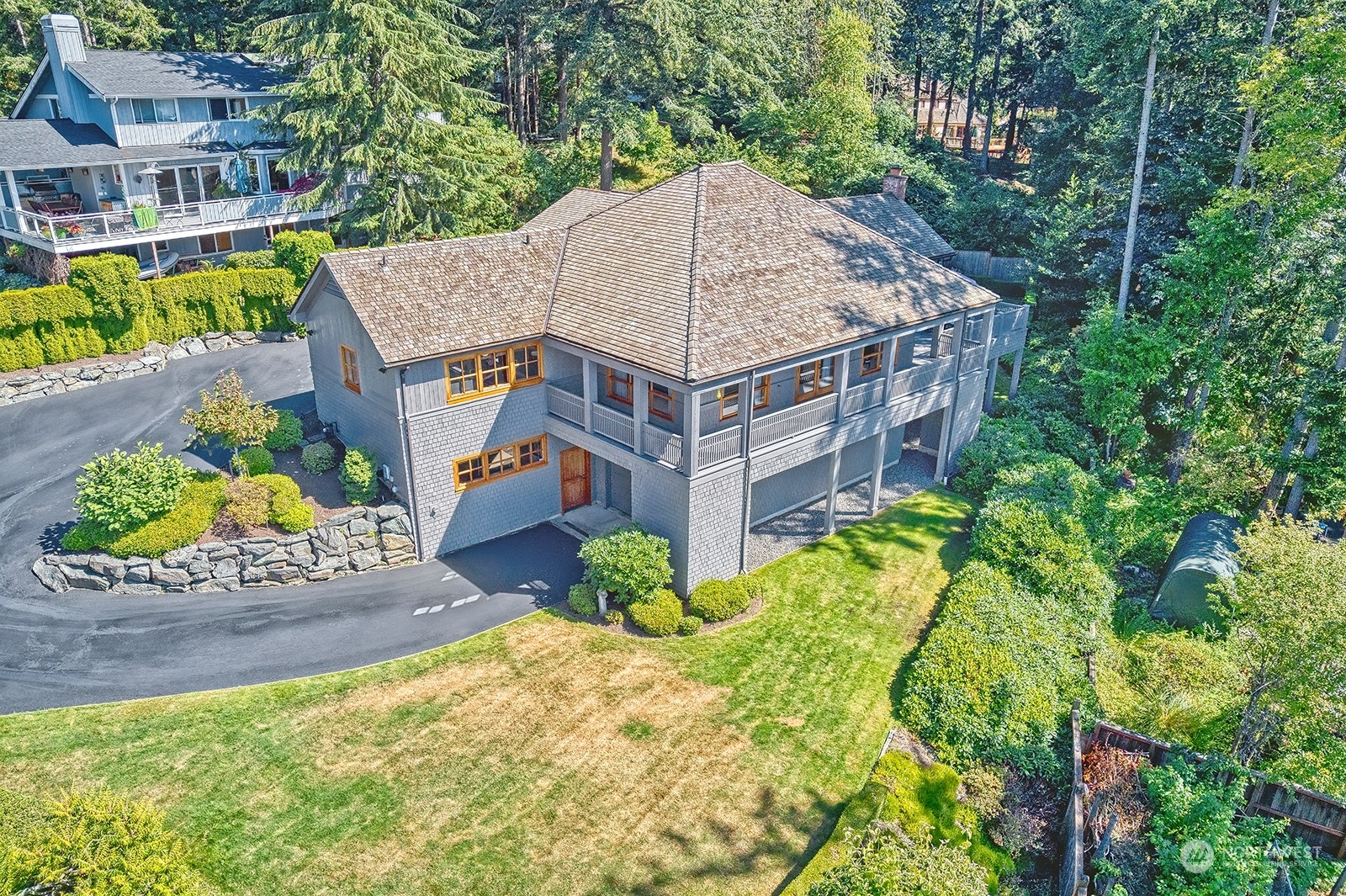608 Clark Road Bellingham, WA 98225 - Photo 40 of 40 a aerial view of a house with a yard and potted plants