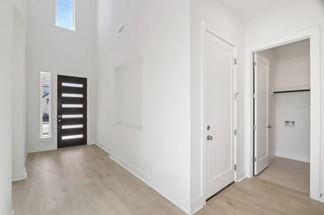 an empty room with windows