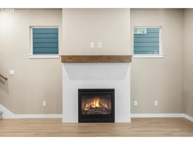 a balcony with wooden floor