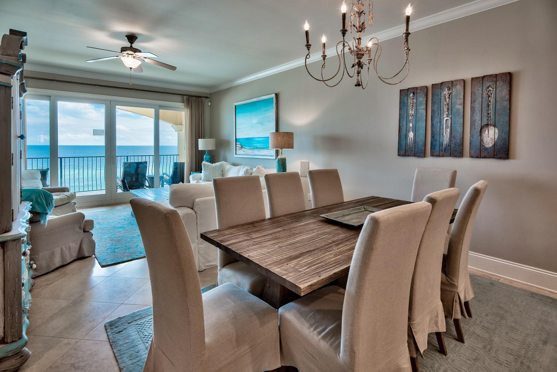 2421 West County Highway 30A, Unit C402 Santa Rosa Beach, FL 32459 - Photo 10 of 38 a view of a dining room with furniture window and outside view