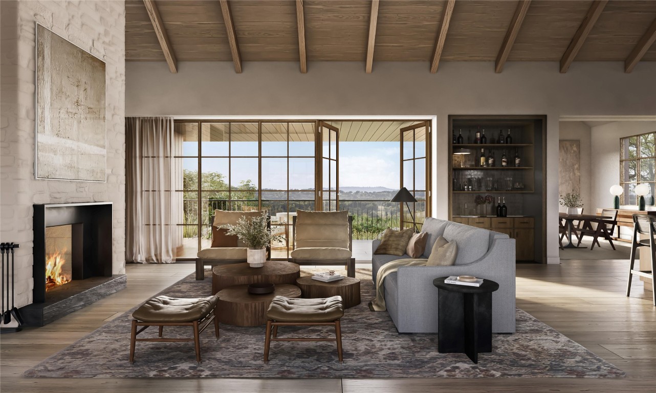 _ Prominence Road Spicewood, TX 78669 - Photo 1 of 26 a living room with furniture and a fireplace