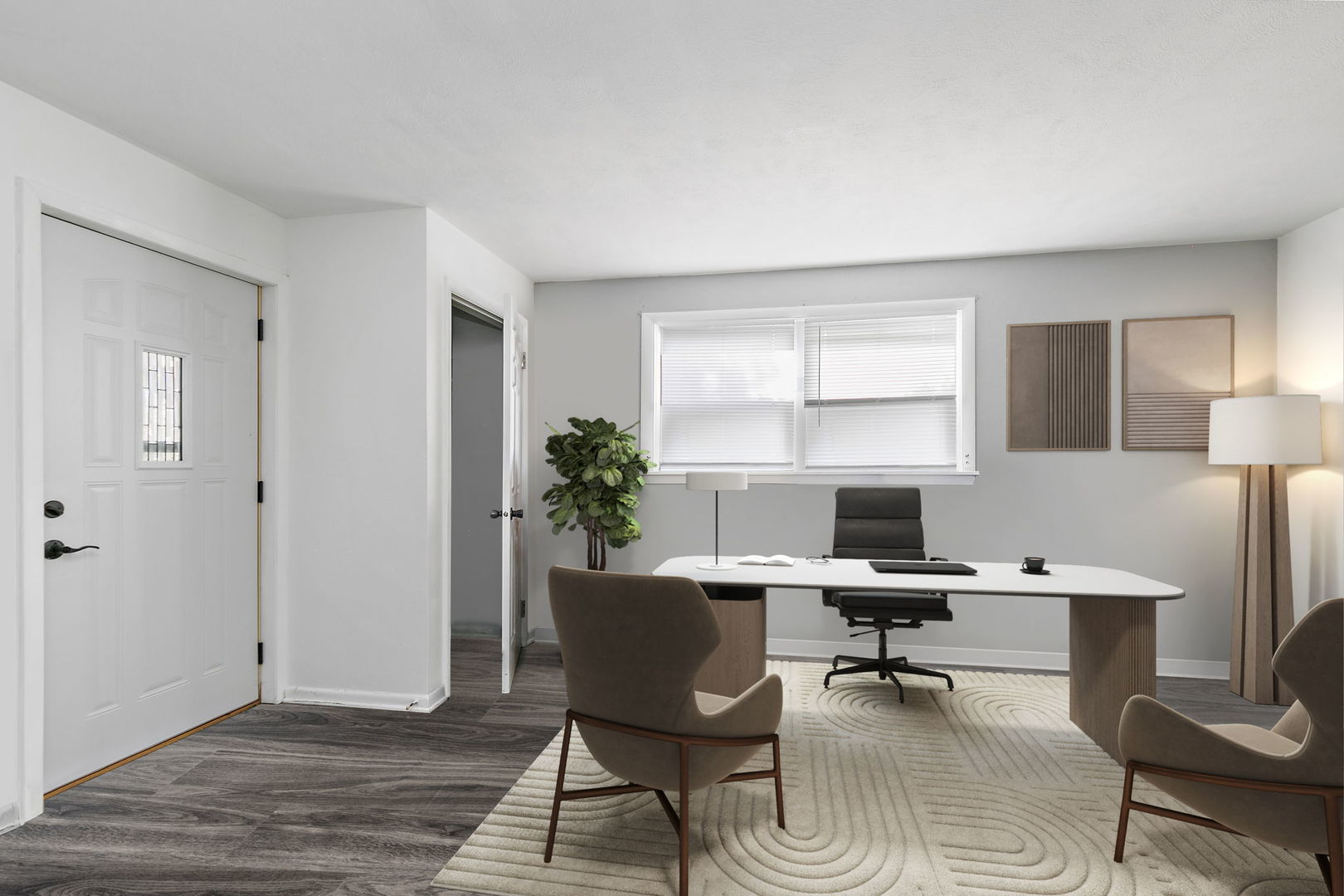 104 High Avenue, Unit C Hampshire, IL 60140 - Photo 7 of 22 a view of a workspace with furniture and a potted plant