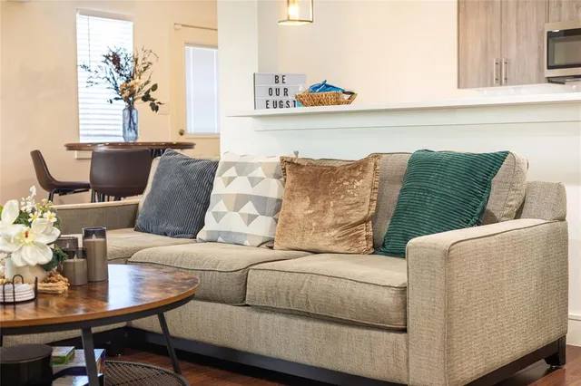 a living room with furniture and a couch
