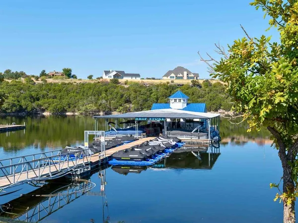 a view of a lake with houses