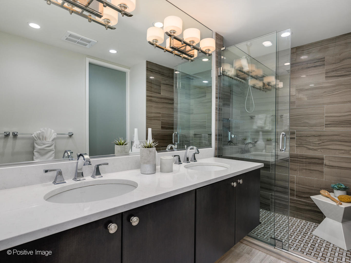 180 East Pearson Street, Unit 6501 Chicago, IL 60611 - Photo 23 of 35 a bathroom with a sink double vanity and a mirror