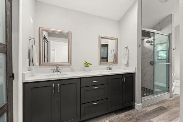 a bathroom with a shower