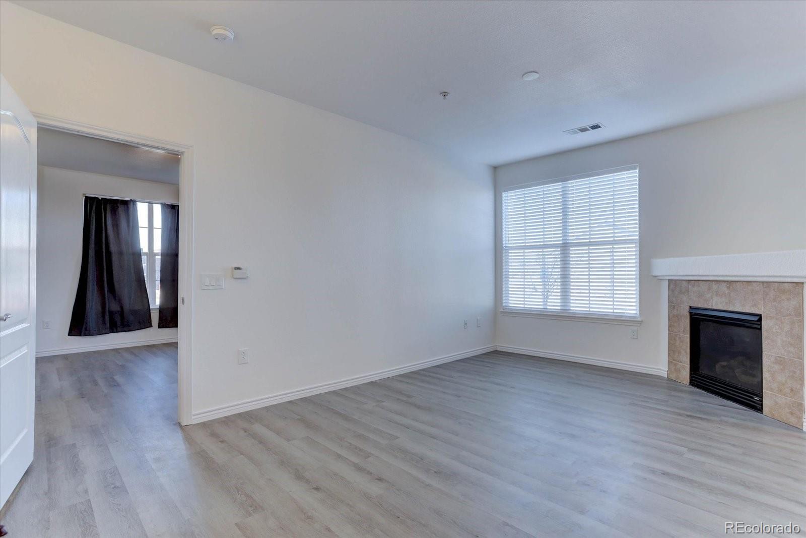 18657 Stroh Road, Unit 4107 Parker, CO 80134 - Photo 6 of 25 an empty room with wooden floor fireplace and windows