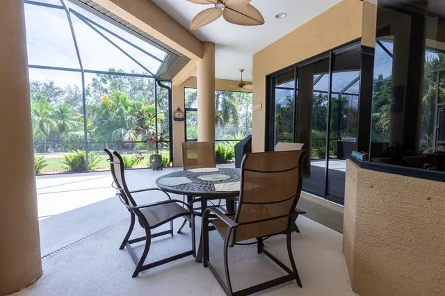 an aerial view of a house with a garden