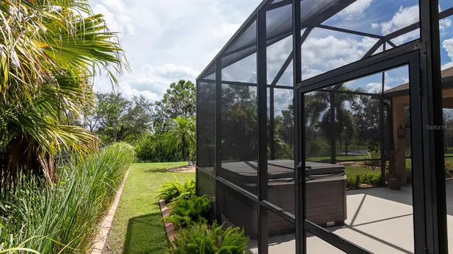 a view of a park with swings