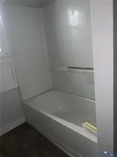 a bathroom with a bathtub