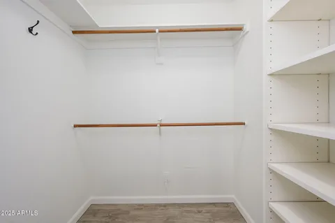 a view of small space with racks on the wall