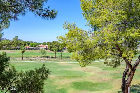 a view of a golf course with a trees