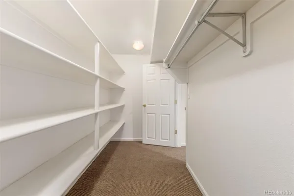 a view of an empty walk in closet