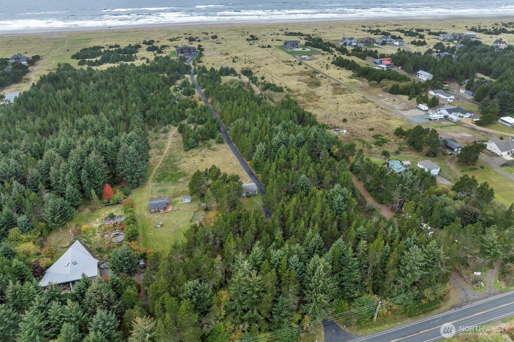 11303 Pacific Way Long Beach, WA 98631 - Photo 37 of 40 an aerial view of residential houses with outdoor space and trees