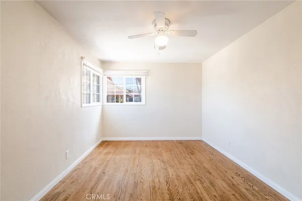an empty room with a workspace