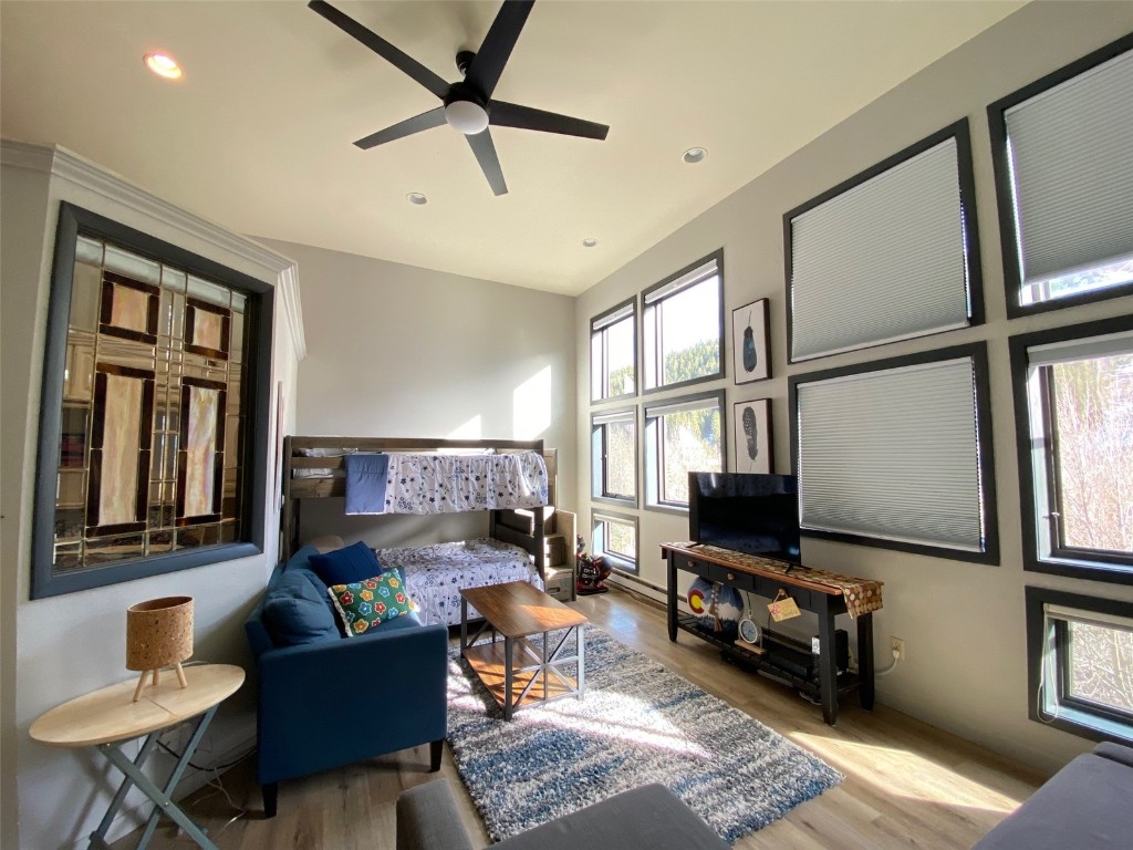 1211 West Keystone Road, Unit 2799 Dillon, CO 80435 - Photo 5 of 29 Living room with light wood-style flooring, a ceiling fan, and recessed lighting