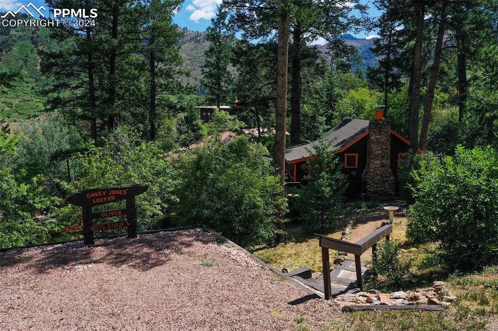 6015 Sioux Trail Cascade, CO 80809 - Photo 49 of 50 a wooden bench sitting in the middle of a backyard