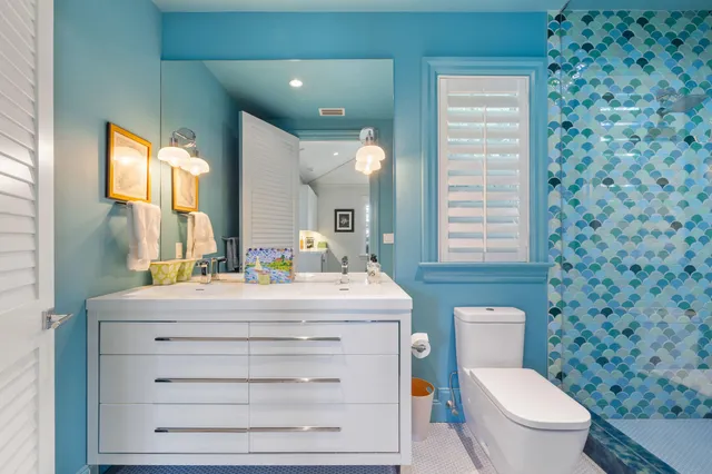 a bathroom with a shower