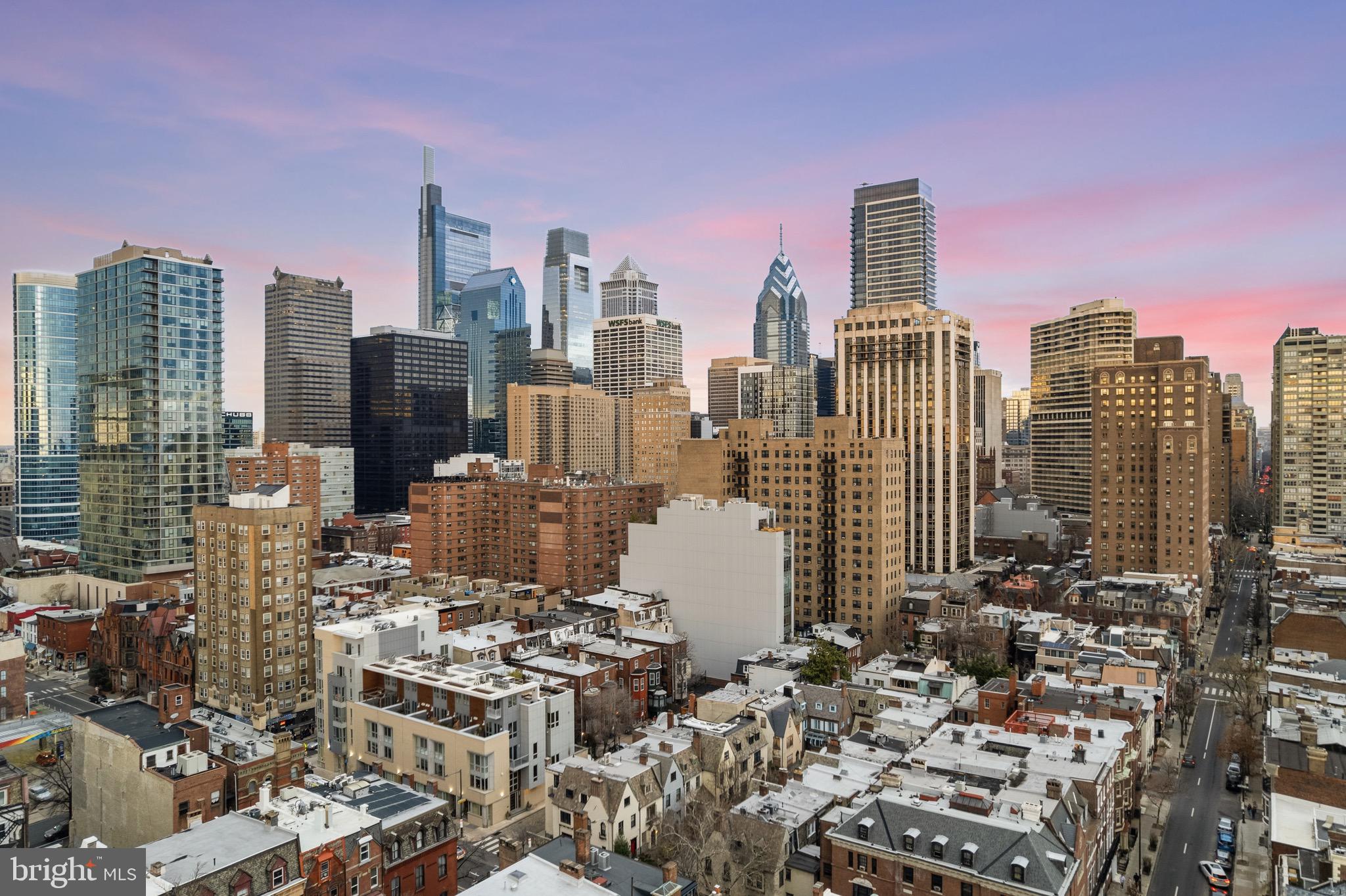 2139 St James Place Philadelphia, PA 19103 - Photo 40 of 44 Sunset Aerial View