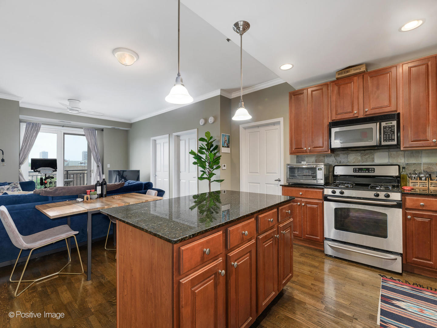 828 West Grace Street, Unit 508 Chicago, IL 60613 - Photo 6 of 15 a kitchen with stainless steel appliances granite countertop a stove a sink and a microwave