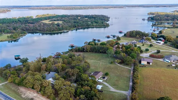 a view of a lake with a house