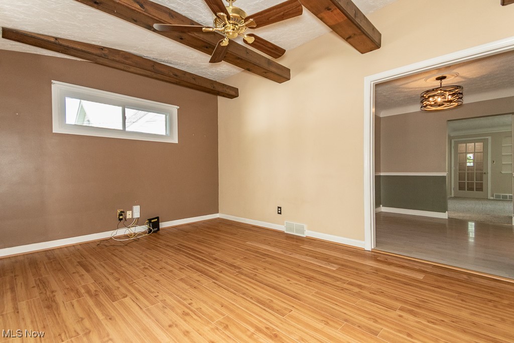 1346 Belrose Road Cleveland, OH 44124 - Photo 13 of 37 Wood beamed ceiling and fan