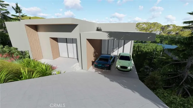 a view of a house with backyard and porch