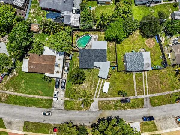 an aerial view of a house