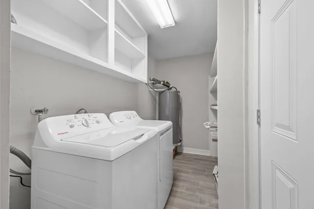 a view of a room with a window