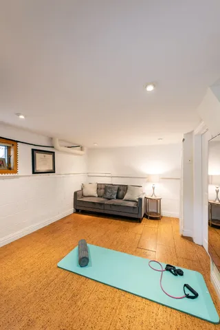 a room with pool table