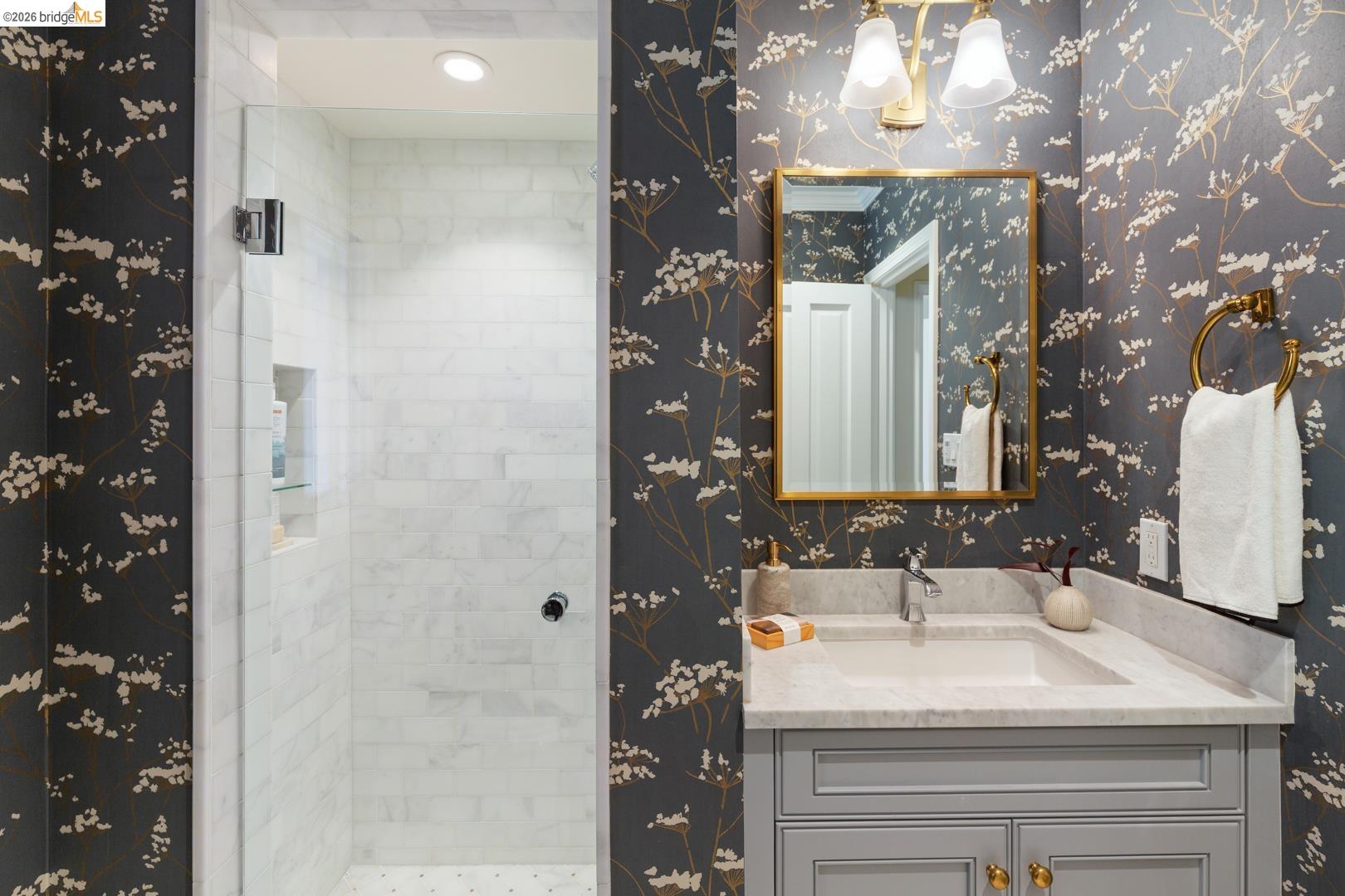 1123 Park Hills Road Berkeley, CA 94708 - Photo 20 of 47 a bathroom with a sink vanity and a mirror
