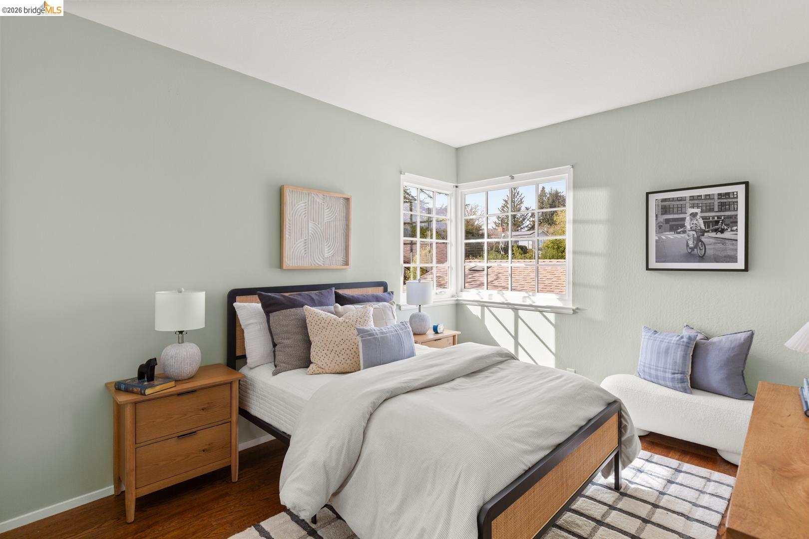 1123 Park Hills Road Berkeley, CA 94708 - Photo 23 of 47 a bedroom with a bed and wooden floor