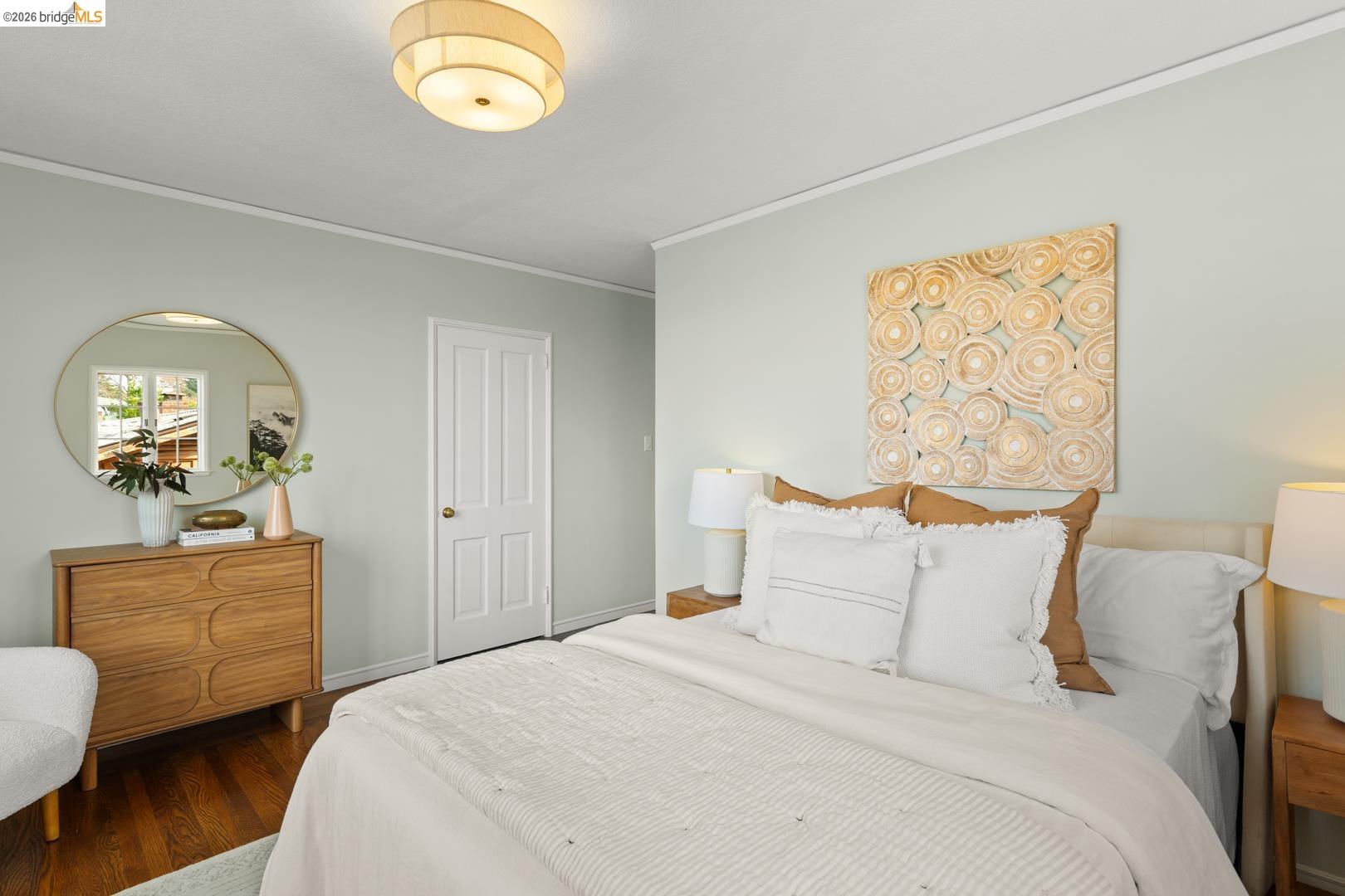 1123 Park Hills Road Berkeley, CA 94708 - Photo 26 of 47 a bedroom with a bed and a chandelier