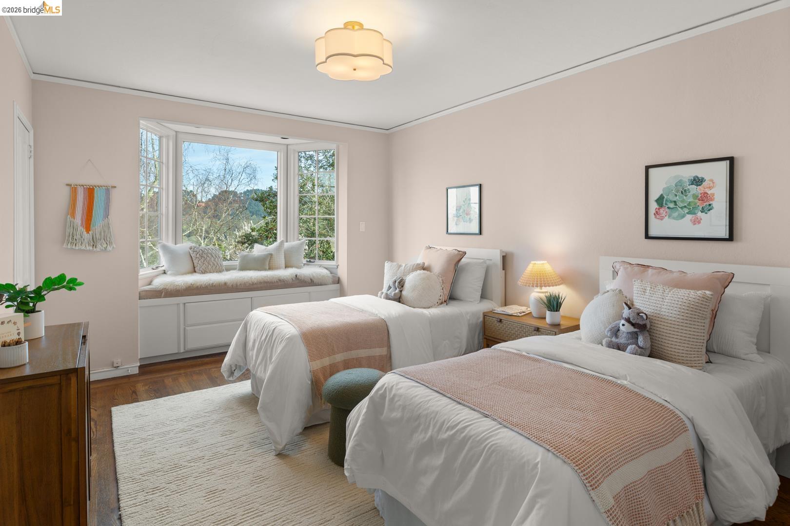1123 Park Hills Road Berkeley, CA 94708 - Photo 27 of 47 a bedroom with two beds and a large window
