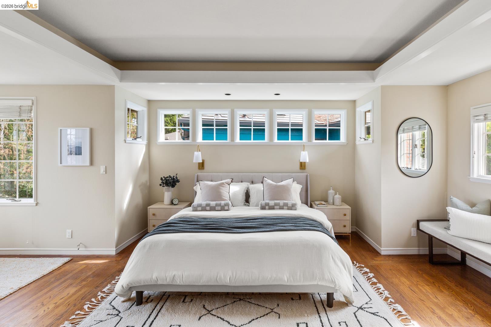 1123 Park Hills Road Berkeley, CA 94708 - Photo 29 of 47 a bedroom with a bed a mirror and a window