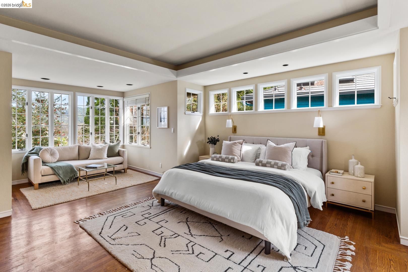 1123 Park Hills Road Berkeley, CA 94708 - Photo 30 of 47 a bedroom with a bed couch and a large window